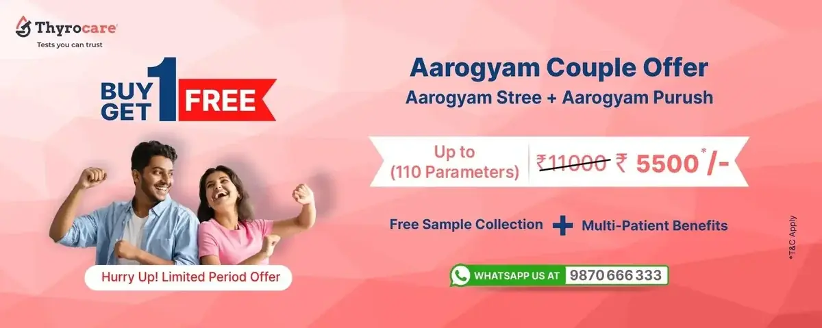 Aarogyam couple health checkup offer banner for home sample collection
